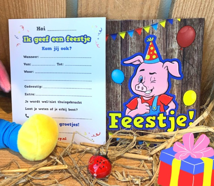 De uitnodiging voor een kinderfeestje